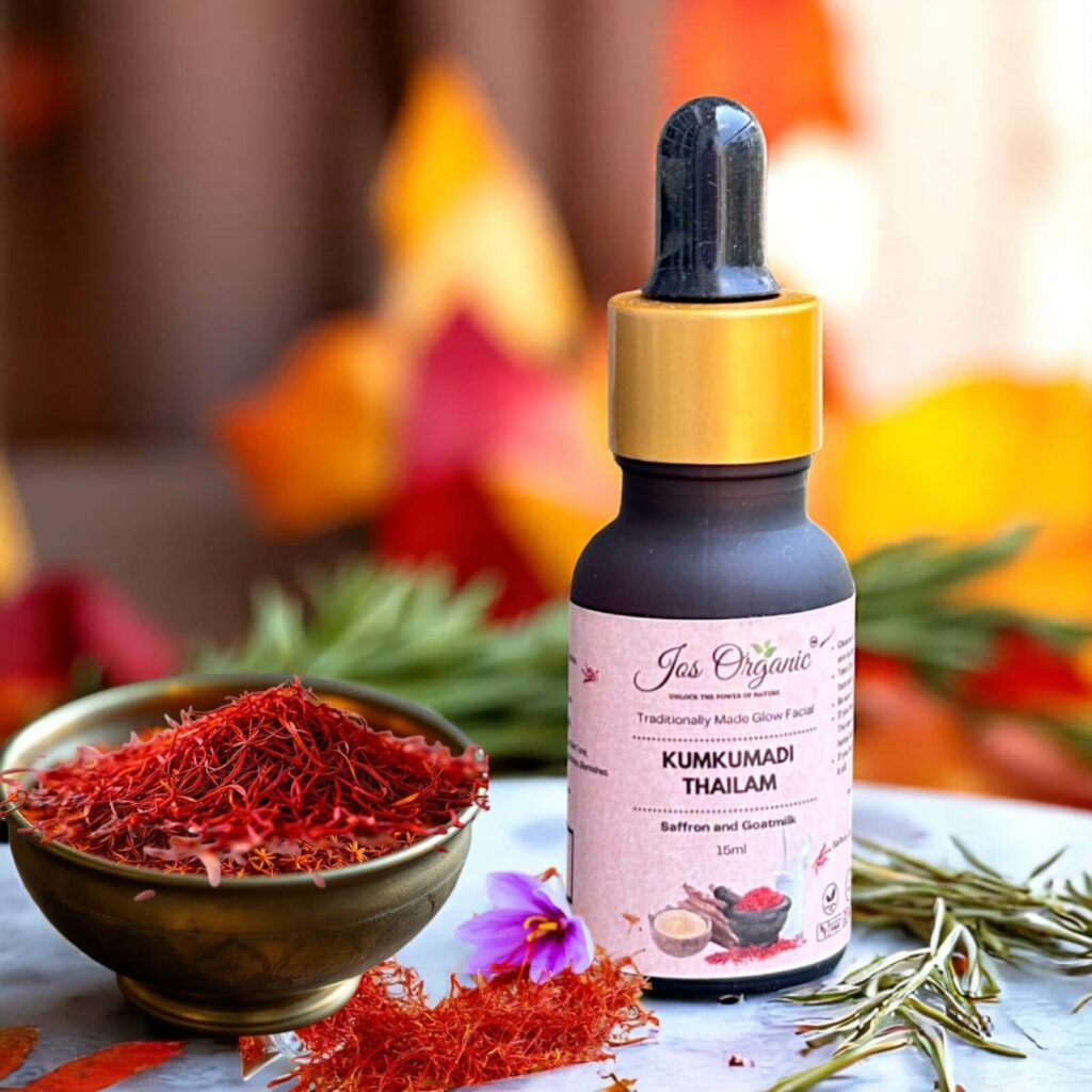 Kumkumadi Thailam (saffron and goat milk glow facial oil)