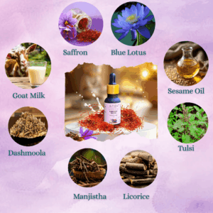 Kumkumadi Thailam (saffron and goat milk glow facial oil)